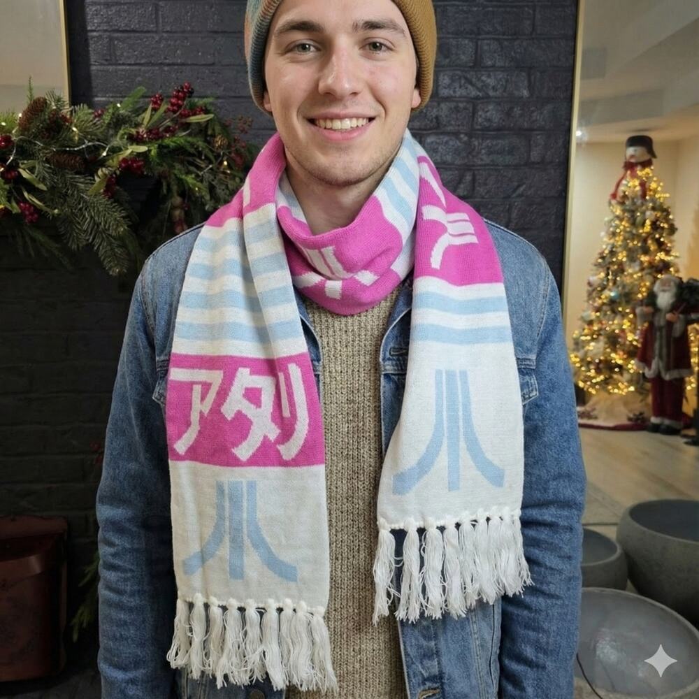 RARE Atari 2018 Factory Sample Knit Scarf Prototype Vaporwave Pastel Katakana